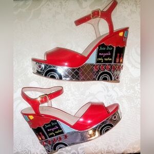 KATE SPADE NEW YORK Dora platform wedge taco truck red shoes sz 8 NEW